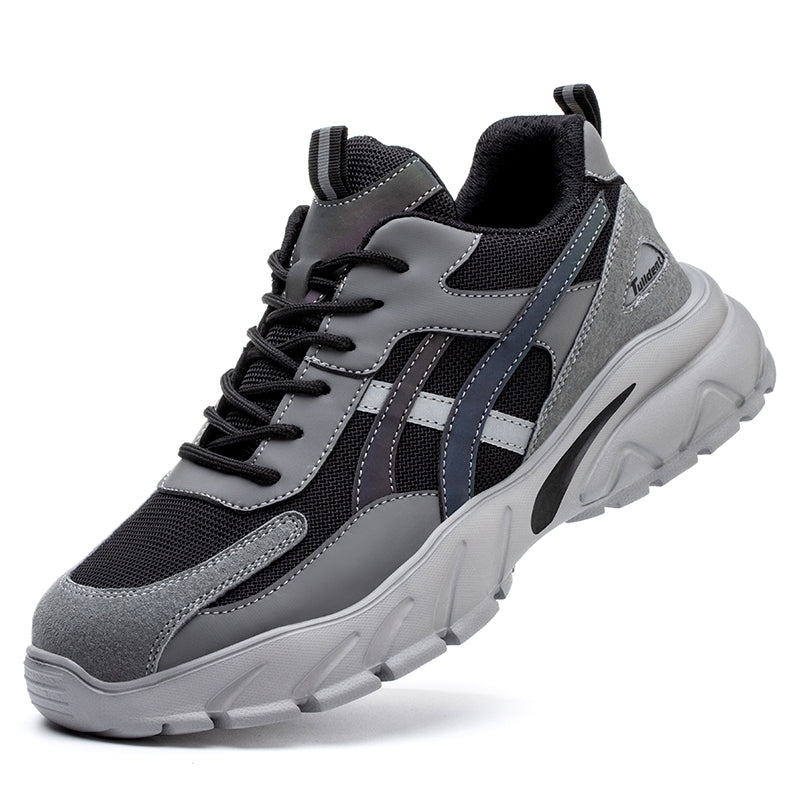 Tulldent men's safety shoes with steel toe, anti smashing, anti piercing, breathable and comfortable safety boots