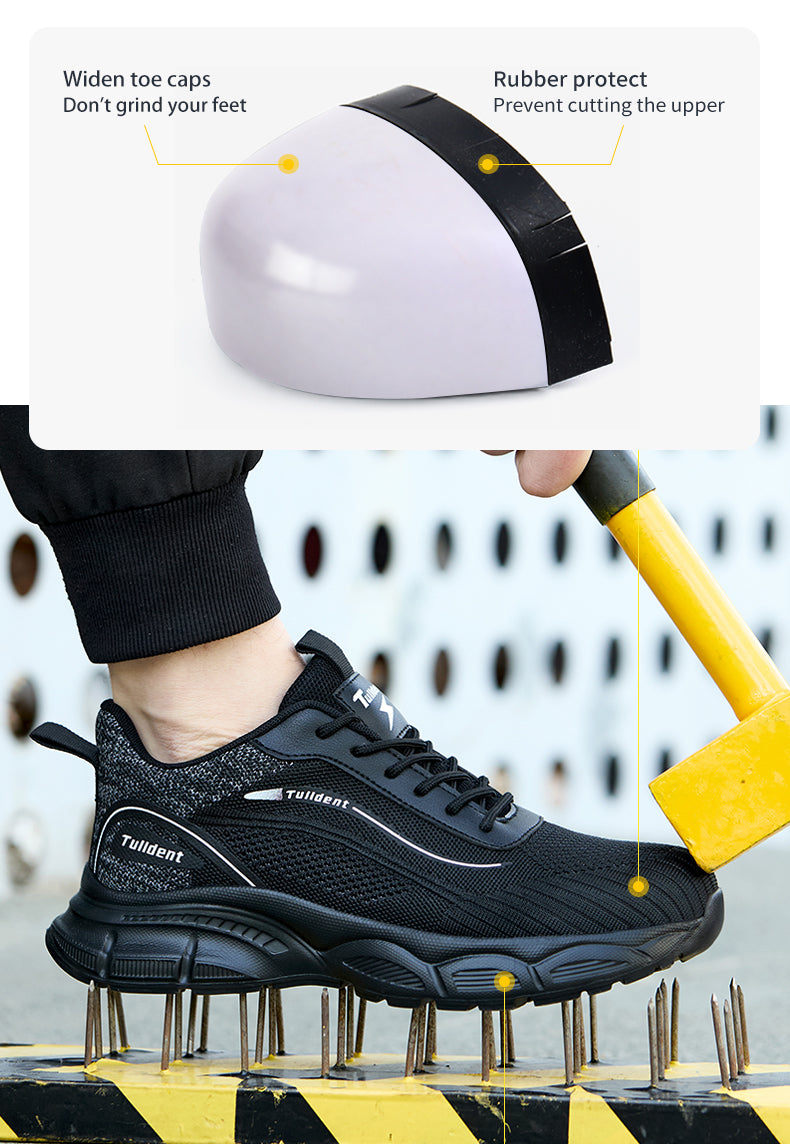 Tulldent Men Safety Shoes Plastic Toe Anti-puncture Breathable summer Safety Boots