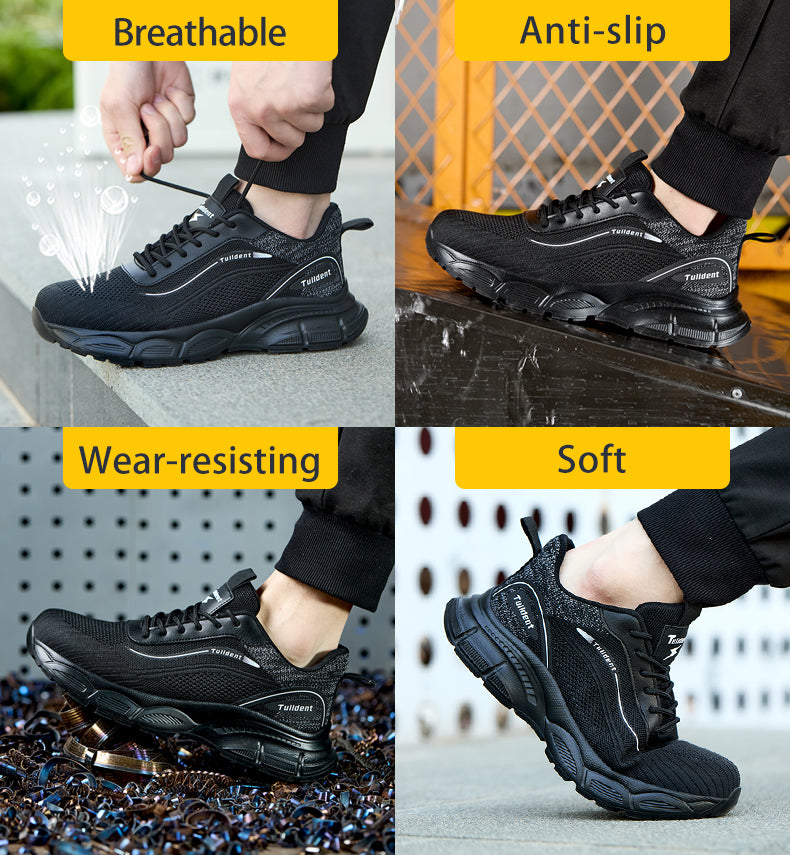 Tulldent Men Safety Shoes Plastic Toe Anti-puncture Breathable summer Safety Boots
