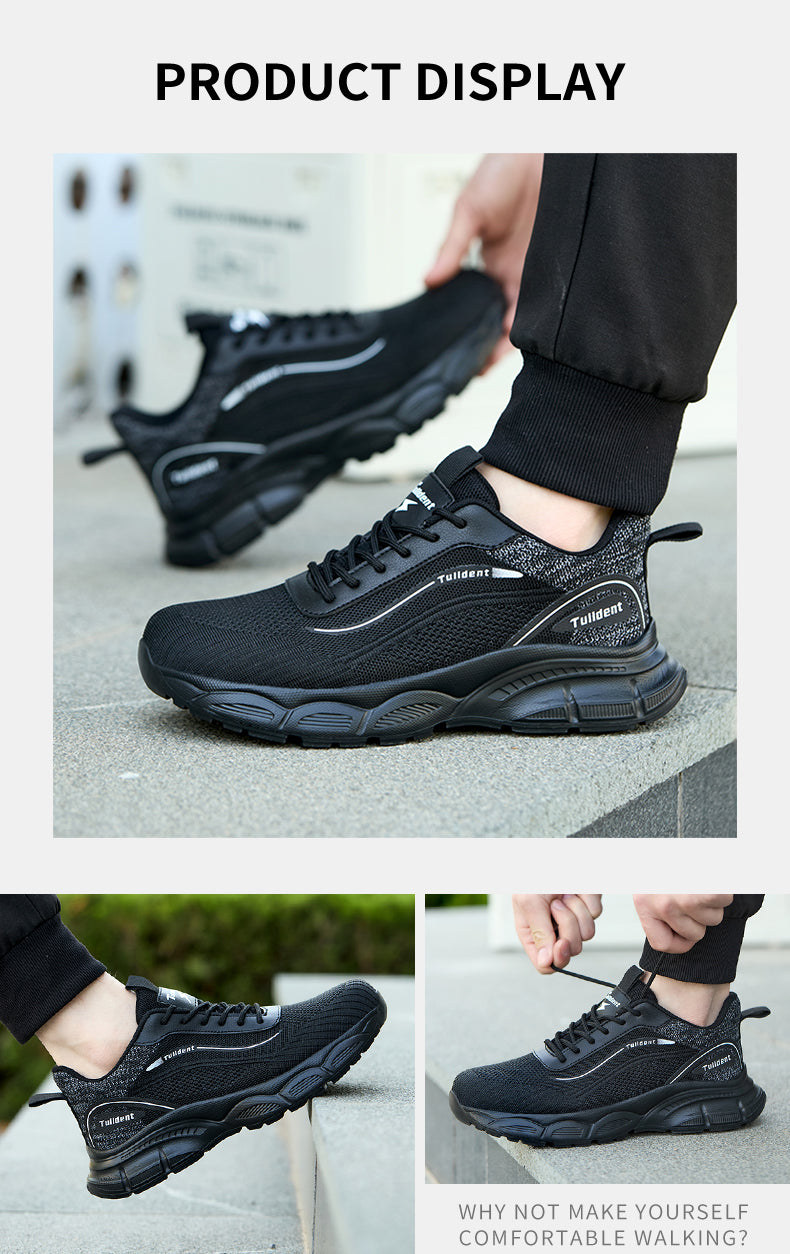 Tulldent Men Safety Shoes Plastic Toe Anti-puncture Breathable summer Safety Boots