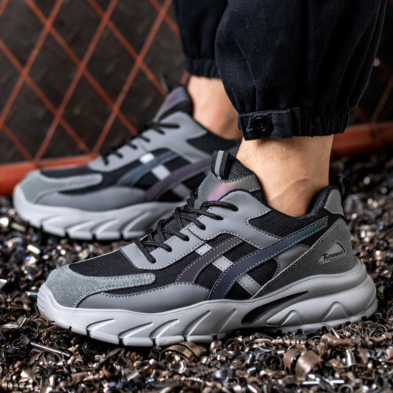 Tulldent men's safety shoes with steel toe, anti smashing, anti piercing, breathable and comfortable safety boots